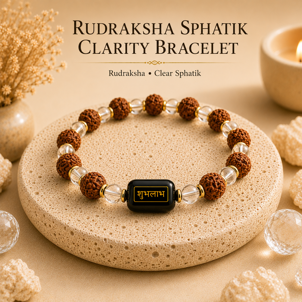 Rudraksha Sphatik Clarity Bracelet™ – Focus & Spiritual Clarity Bracelet