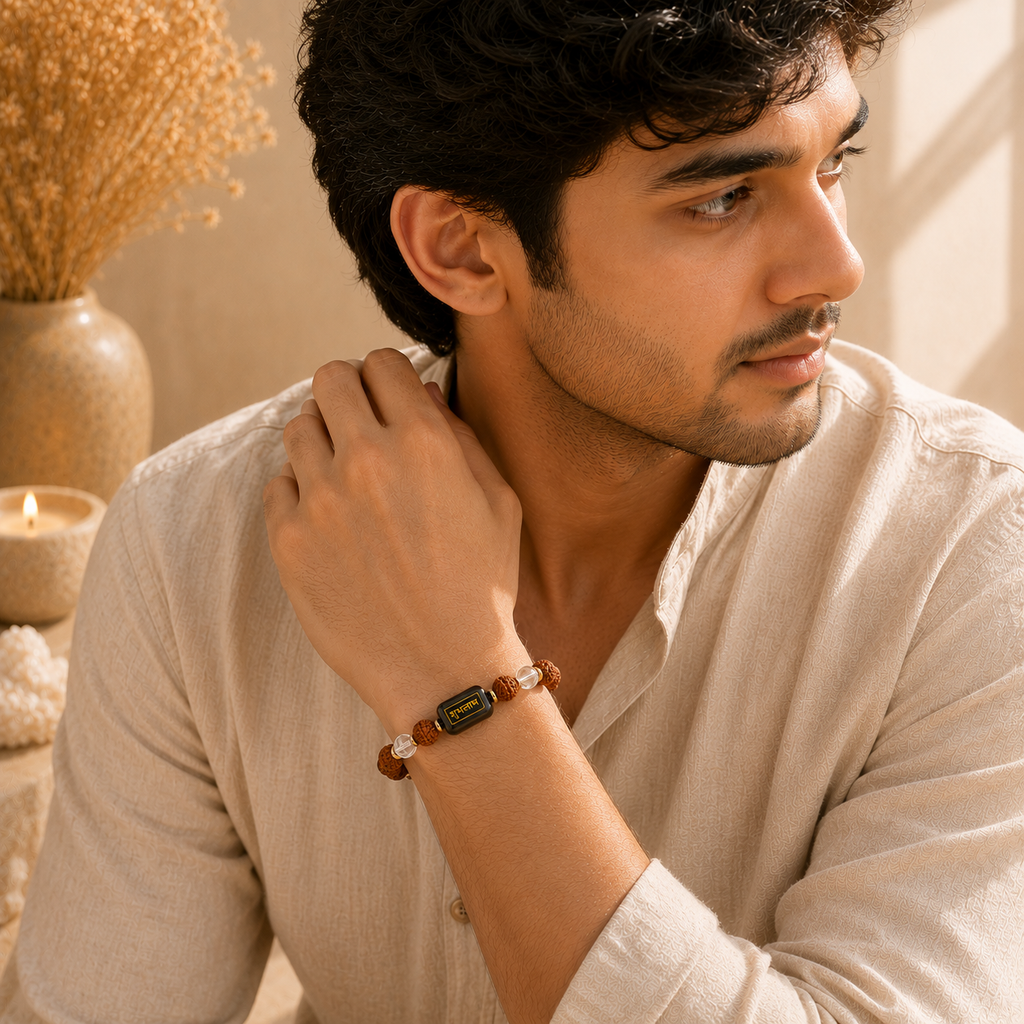 Rudraksha Sphatik Clarity Bracelet™ – Focus & Spiritual Clarity Bracelet