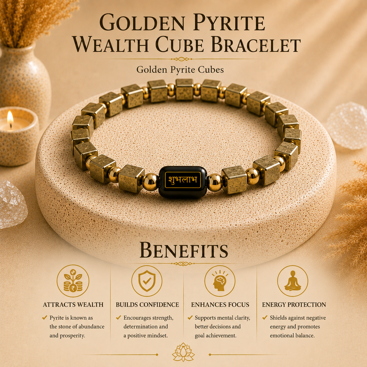 Golden Pyrite Wealth Cube Bracelet™ – Money Attraction Bracelet