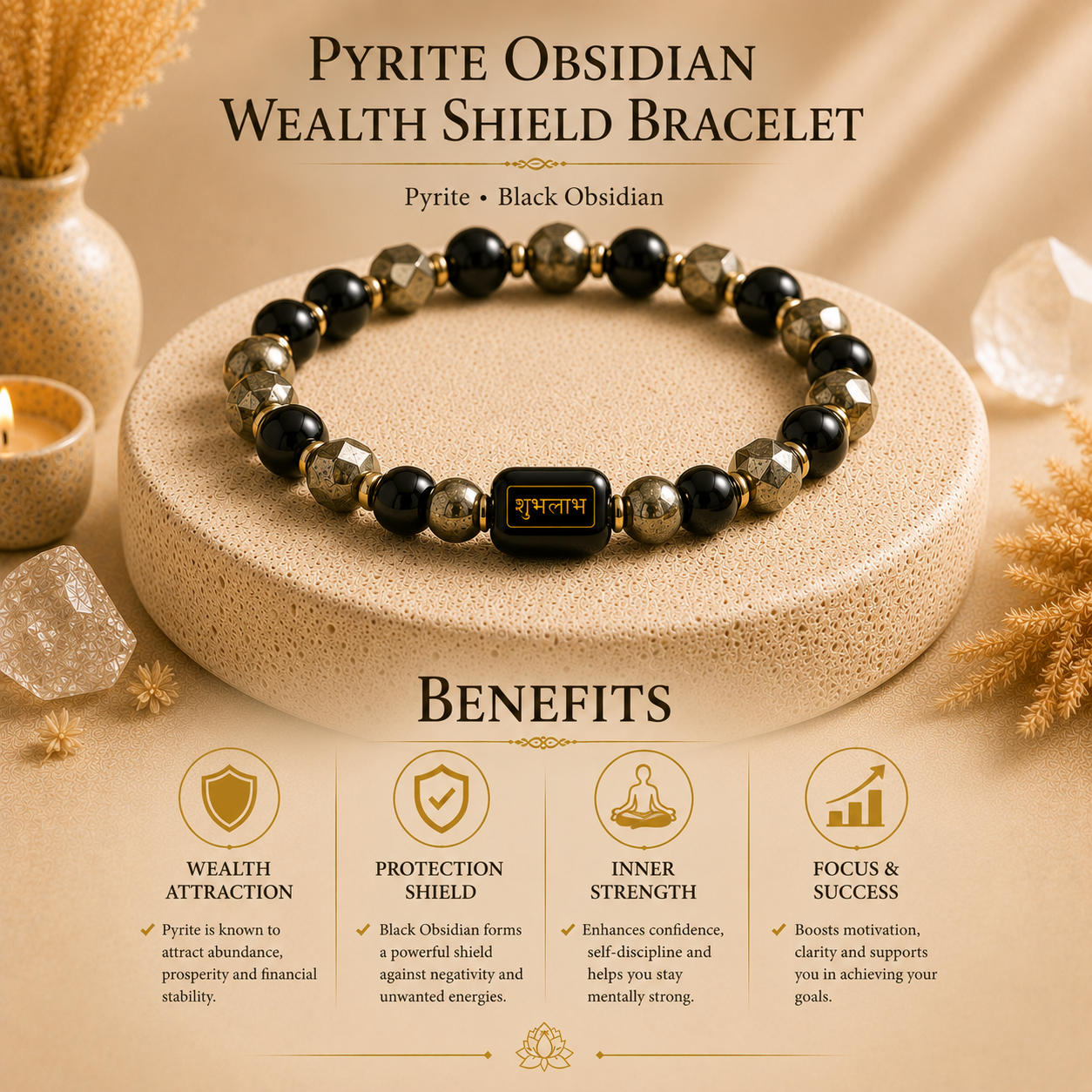 Pyrite Obsidian Wealth Shield™ – Prosperity & Protection Bracelet