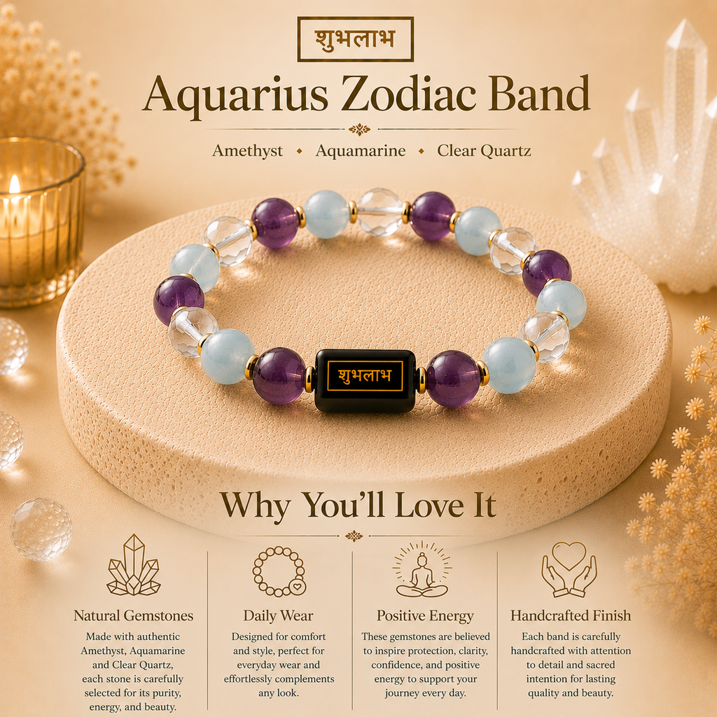 Aquarius Zodiac Wisdom Bracelet™ (कुंभ राशि) – Creativity & Insight