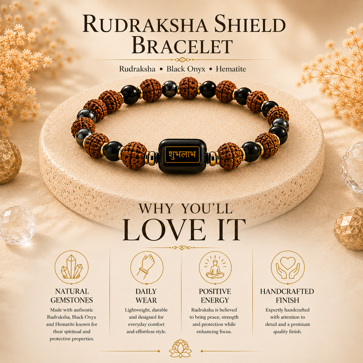 Rudraksha Shield Bracelet™ – Protection & Grounding Bracelet