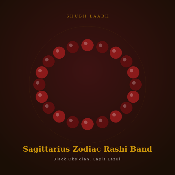Sagittarius Zodiac Rashi Band (धनु राशि) - Black Obsidian, Lapis Lazuli