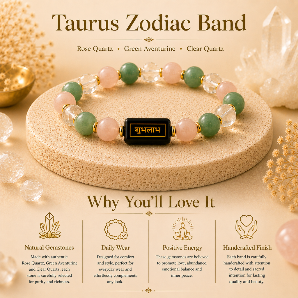 Taurus Zodiac Abundance Bracelet™ (वृषभ राशि) – Stability & Wealth