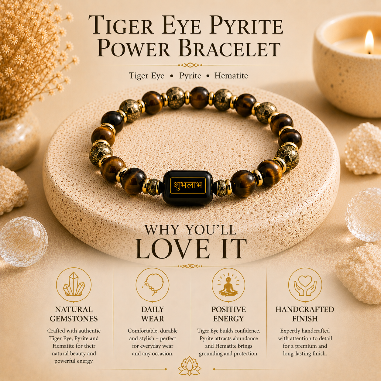 Tiger Eye Pyrite Power Bracelet™ – Wealth & Confidence Bracelet