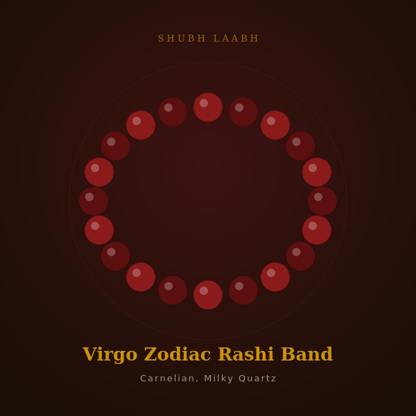 Virgo Zodiac Rashi Band (कन्या राशि) - Carnelian, Milky Quartz